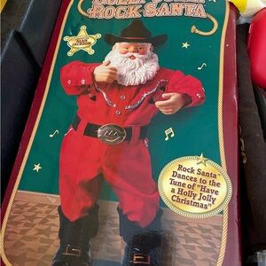 Vintage Holly Jolly Rock Santa Figure
